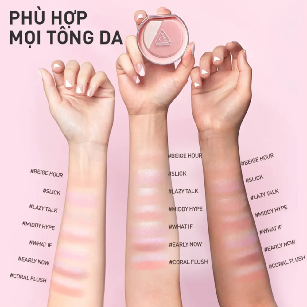 Phấn Má Hồng 3CE Blushlighter 9g .#Middy Hype phù hợp sử dụng khi trang điểm má và tạo điểm nhấn cho gương mặt Phấn Má Hồng 3CE Blushlighter 9g .#Middy Hype