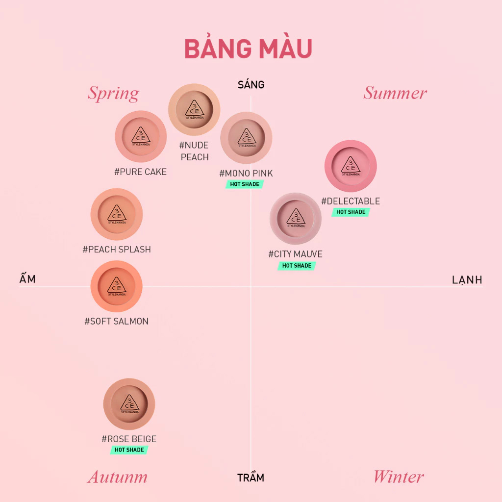 Phấn Má Hồng 3CE Face Blush 5.5g .#Rose Beige - Hình ảnh chính thức