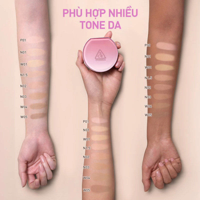 Phấn Nước 3CE Fitting Mesh Cover Cushion 11g .#N1.5 - Hình ảnh chính thức