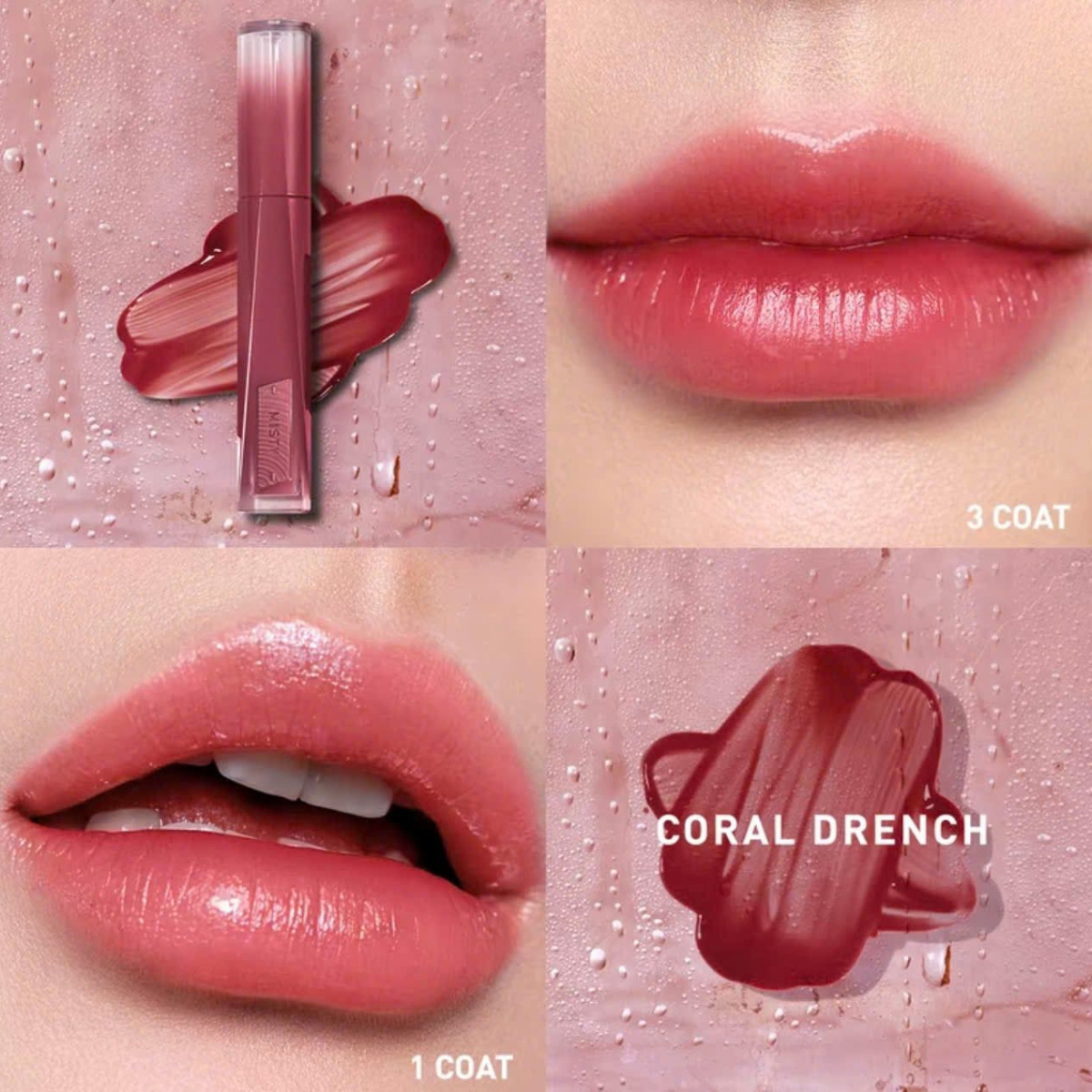 Son Bóng 3CE Misty Lip Bare 4.6g .#05 Coral Drench - Hình ảnh chính thức