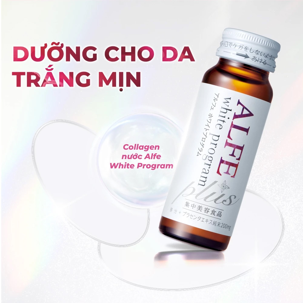 ALFE White Program Reduce Melasma&Dark Spots 50mlx 10pcs - Nước uống bổ sung collagen, hỗ trợ duy trì độ ẩm và độ đàn hồi của da, đồng thời hỗ trợ cải thiện tình trạng nám và sạm da. ALFE-White-Program-Reduce-Melasma-Dark-Spots-50mlx-10pcs-1