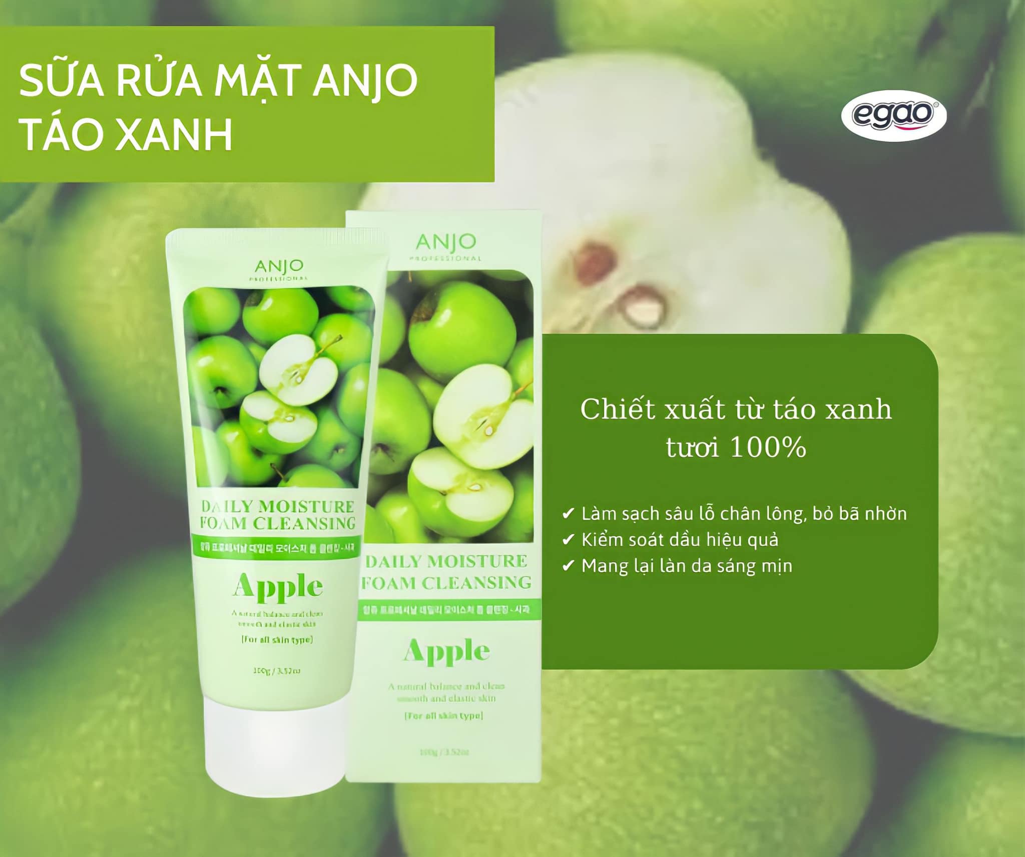 Anjo Professional Daily Moisture Foam Cleansing Apple 100g