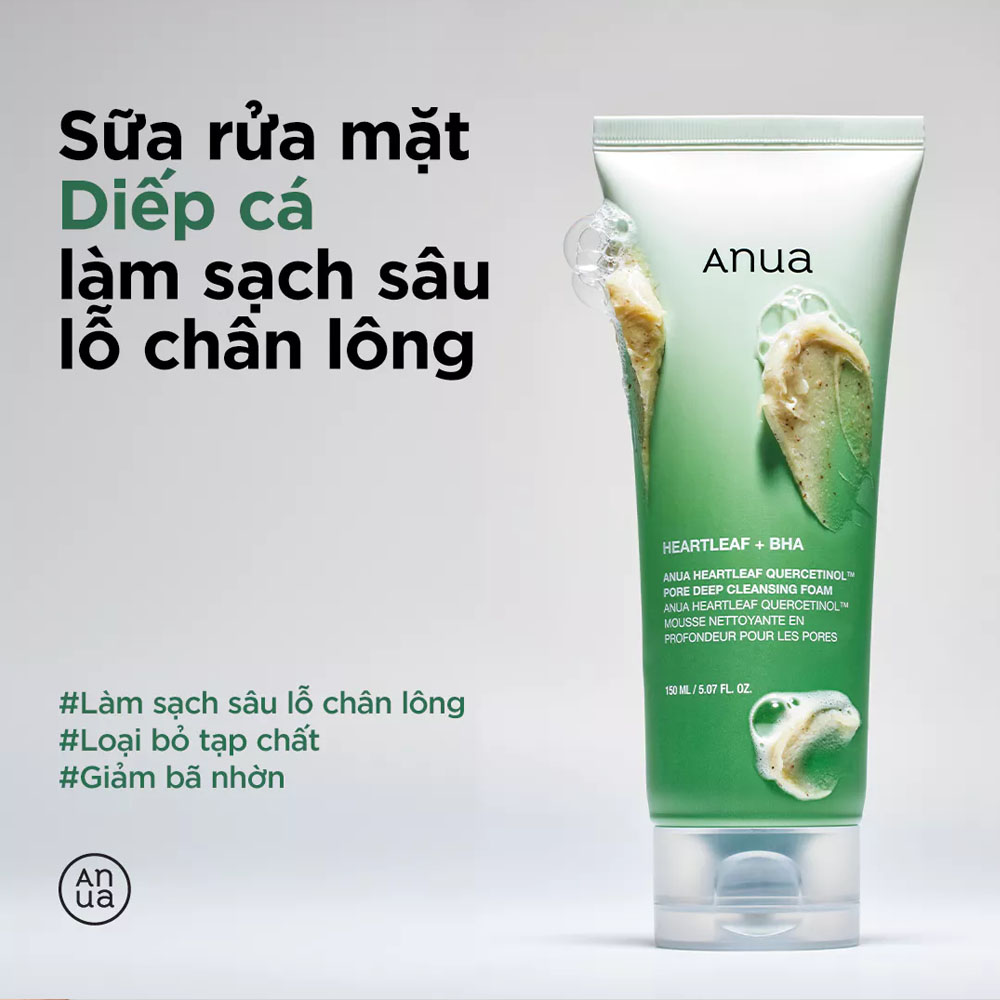Sữa Rửa Mặt Anua Heartleaf Quercetinol Pore Deep Cleansing Foam 150ml 