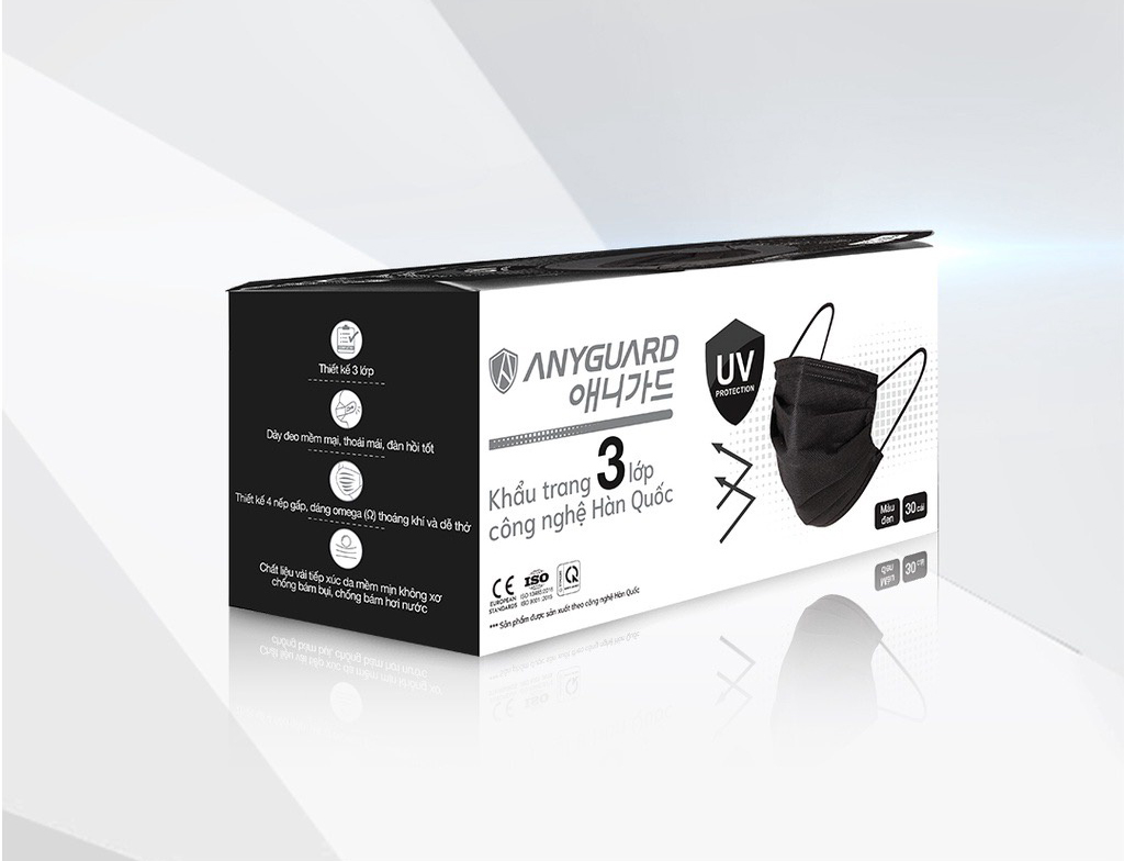 Anyguard 3ply Medical Black Mask