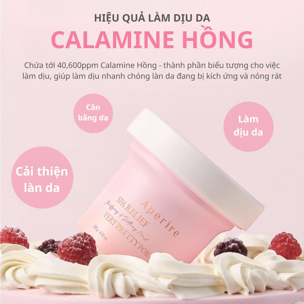 Mặt Nạ Đất Sét Sáng Da Aperire Spa Relief Very Pretty Pore Mask 120g - Phù hợp với da dầu, da khô/thiếu ẩm, da xỉn màu Mặt Nạ Đất Sét Sáng Da Aperire Spa Relief Very Pretty Pore Mask 120g
