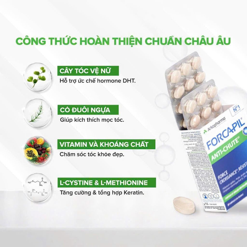 Thực Phẩm Bảo Vệ Sức Khỏe Viên Uống Giảm Rụng Tóc Arkopharma Forcapil Anti Chute 30 Viên - 1
