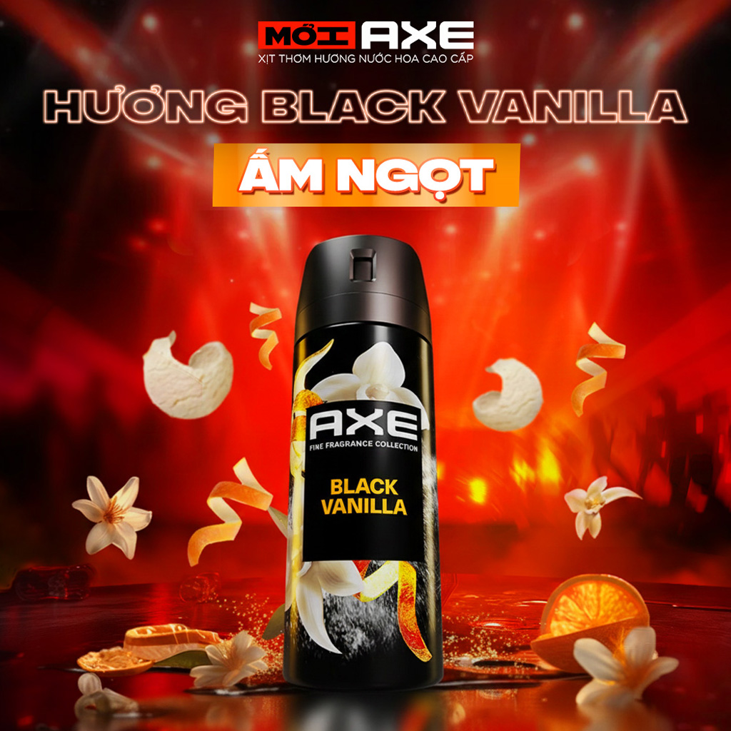 Xịt Ngăn Mùi Axe Hương Nước Hoa Black Vanilla 135ml