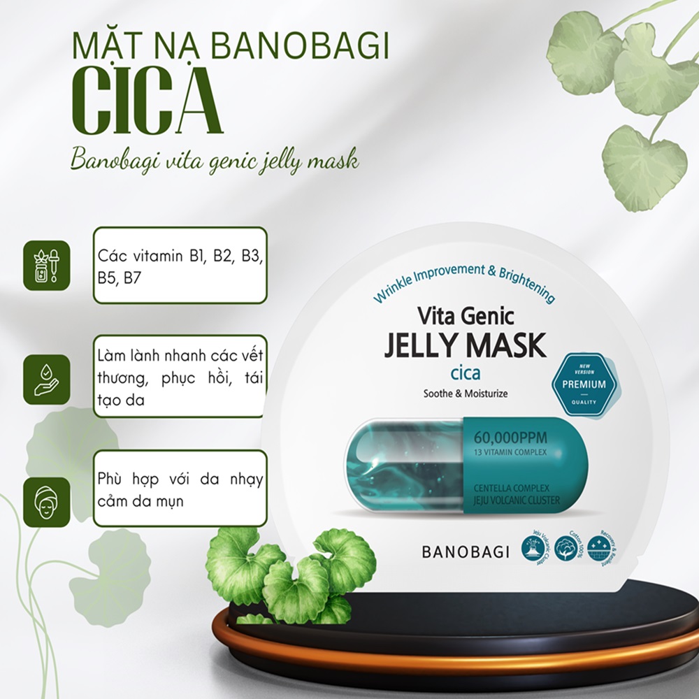 Mặt Nạ Banobagi Premium Vita Genic Jelly Mask Cica Dưỡng Trắng, Mờ Thâm Nám 30g - 1