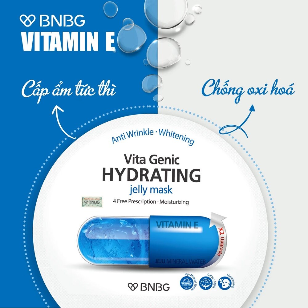 BNBG Vita Genic Hydrating Jelly Mask Moisturizing 30ml x 10pcs - Provides quick hydration, Reduces dry feeling after cleansing, Creates a hydrated base for skincare, Delivers comfortable feeling after use BNBG Vita Genic Hydrating Jelly Mask Moisturizing 30ml x 10pcs