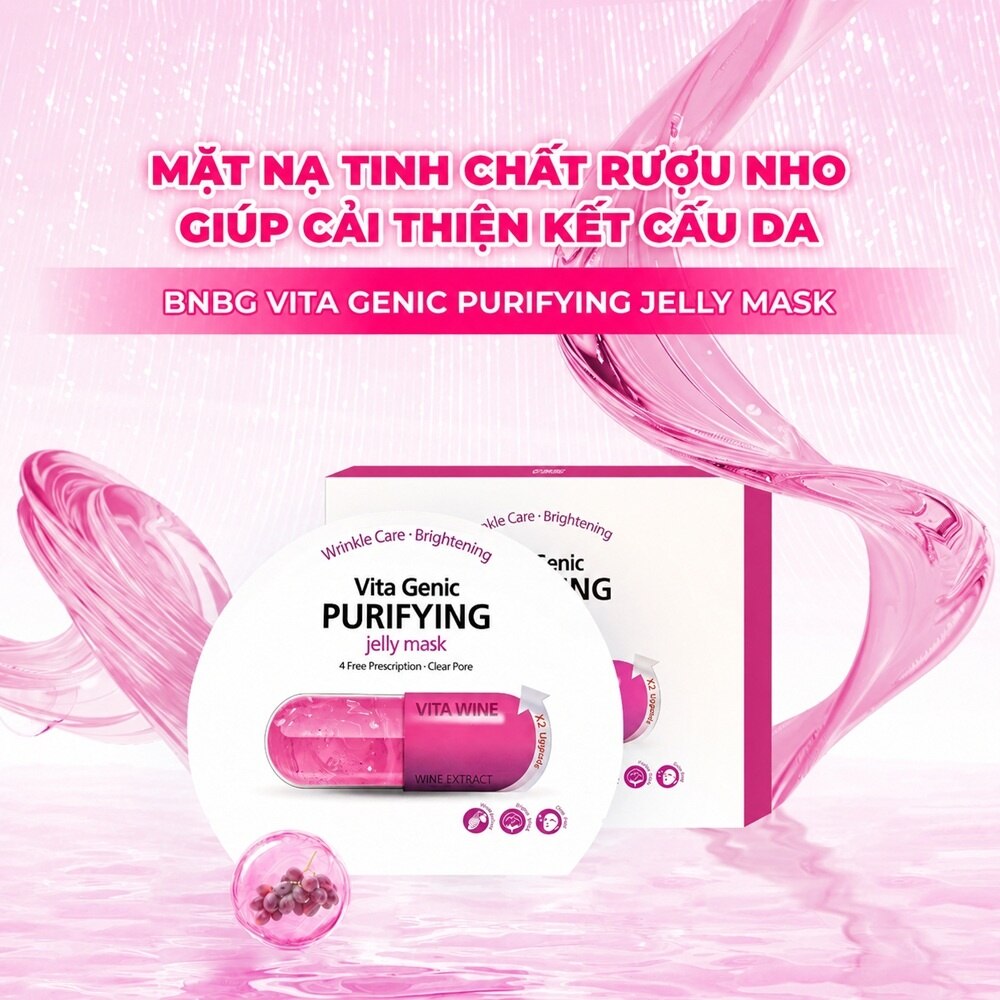 Hộp Mặt Nạ BNBG Vita Genic Purifying Jelly Mask 30ml x 10pcs - cấp ẩm, làm dịu da, dưỡng sáng, đều màu da Hộp Mặt Nạ BNBG Vita Genic Purifying Jelly Mask 30ml x 10pcs