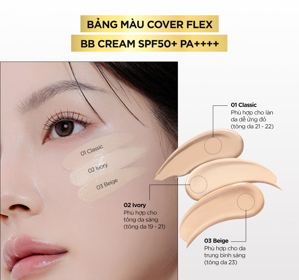 Kem Nền BOM Cover Flex BB Cream SPF50+PA++++ 40g phù hợp sử dụng cho mọi loại da. Kem Nền BOM Cover Flex BB Cream SPF50+ PA++++ 40g - 2