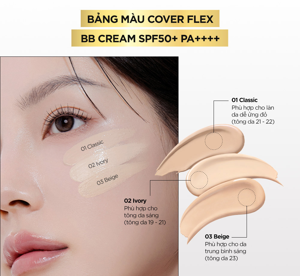 Kem Nền BOM Cover Flex BB Cream SPF50+PA++++ 40g phù hợp sử dụng cho mọi loại da. Kem Nền BOM Cover Flex BB Cream SPF50+ PA++++ 40g - 2