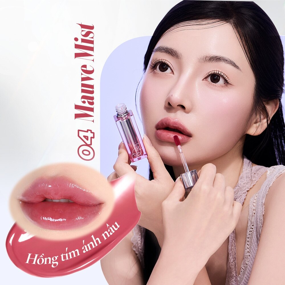 Son Bóng BOM Lip Flash Tint 3g .#04 Mauve Mist Hồng Tím Ánh Nâu - Hình ảnh chính thức