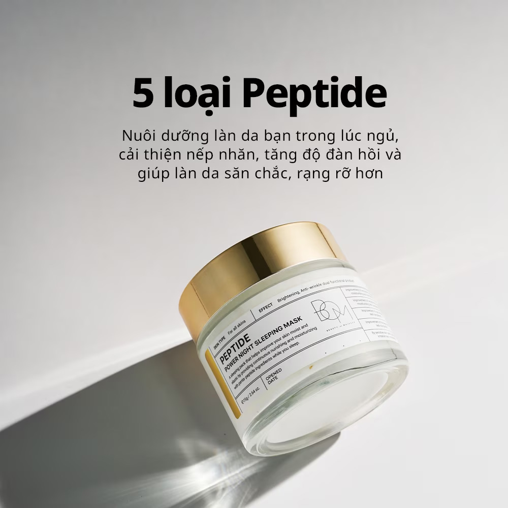 Mặt Nạ Ngủ BOM Làm Sáng, Làm Mờ Nếp Nhăn Peptide Power Night Sleeping Mask 75g
