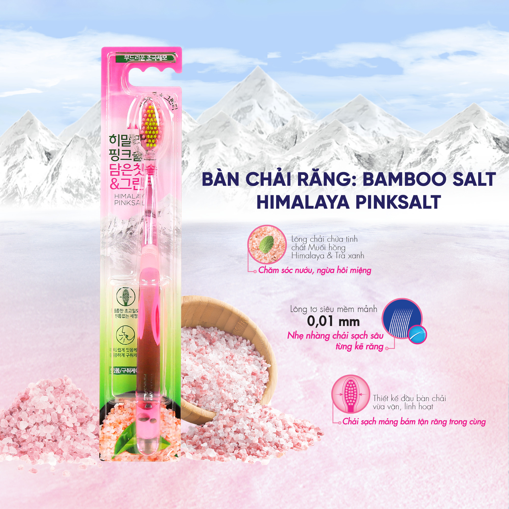 Bamboo Salt Himalaya Pinksalt Greentea Soft Toothbrush