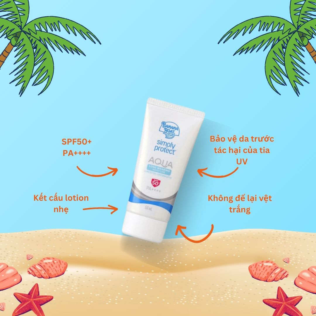 Kem Chống Nắng Banana Boat Aqua Long Wearing Moisture UV Protection Sunscreen Lotion SPF50+ PA++++ 50ml - 1