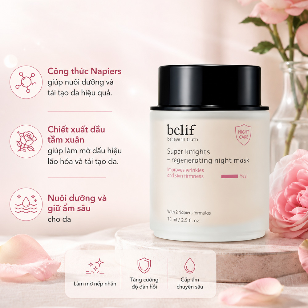 Mặt Nạ Ngủ Belif Tái Tạo Da Super Knights - Regenerating Night Mask 75ml