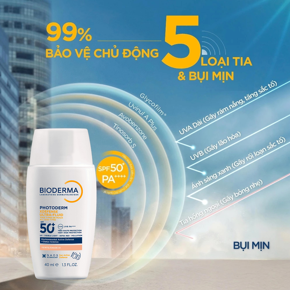 Sữa Chống Nắng Bioderma Photoderm Xdefense Ultra-Fluid SPF50+ PA++++ 40ml .#Teinte 01 - Hình ảnh chính thức