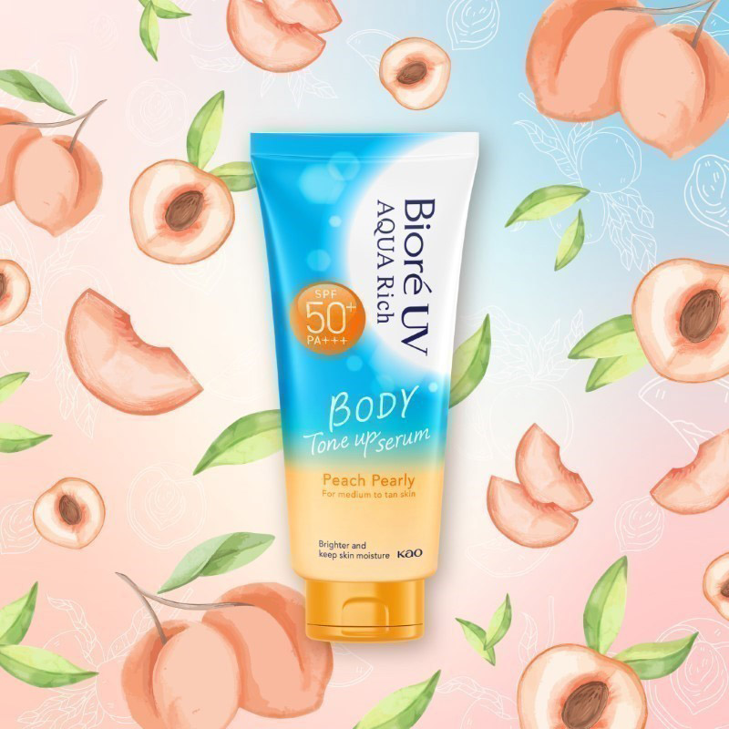 Serum Chống Nắng Biore UV Aqua Rich Dưỡng Thể Nâng Tông Body Tone Up Peach Pearly SPF50+ PA+++ 130ml - 2