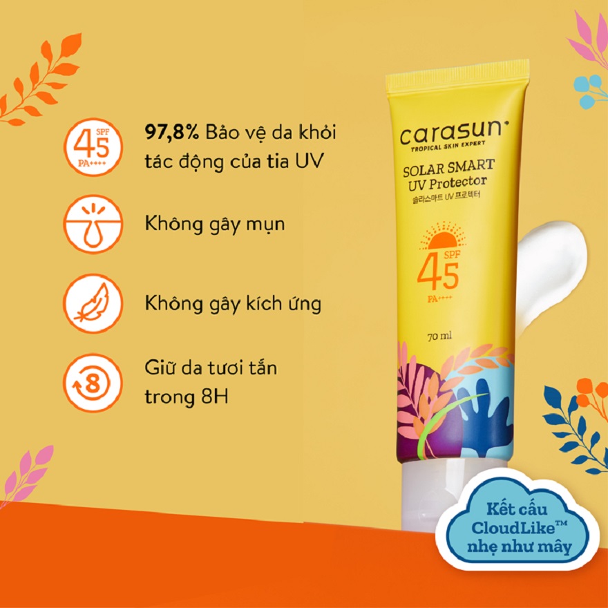 Kem Chống Nắng Cho Da Mụn Carasun Solar Smart UV Protector SPF45 PA++++ 70ml