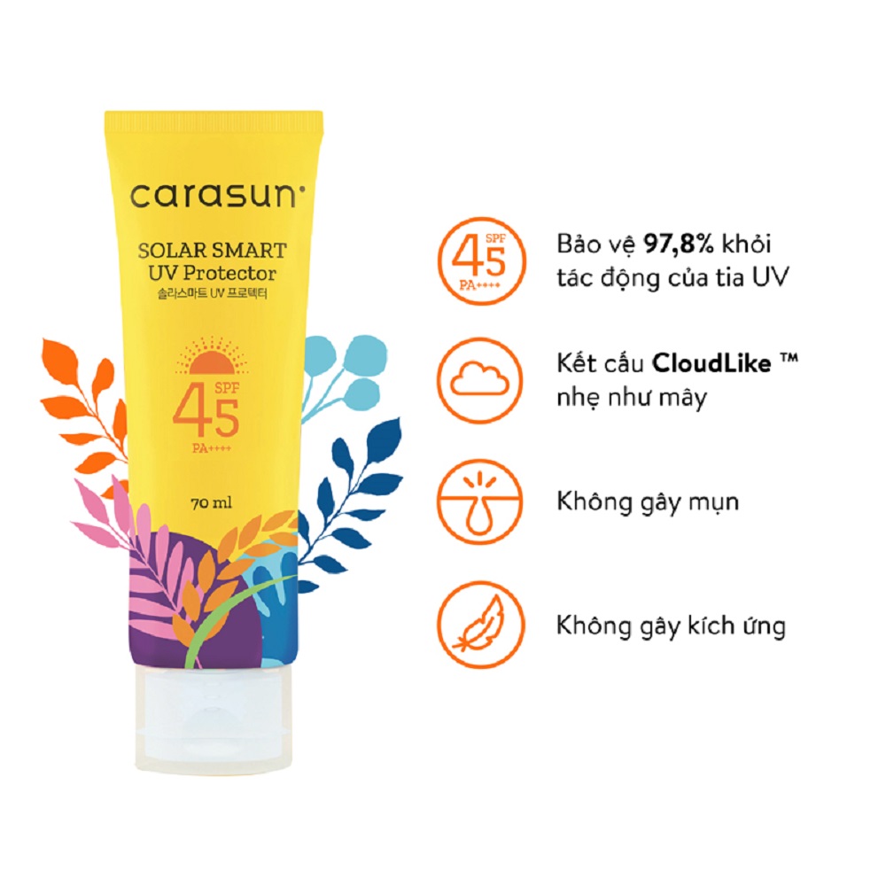 Kem Chống Nắng Cho Da Mụn Carasun Solar Smart UV Protector SPF45 PA++++ 70ml