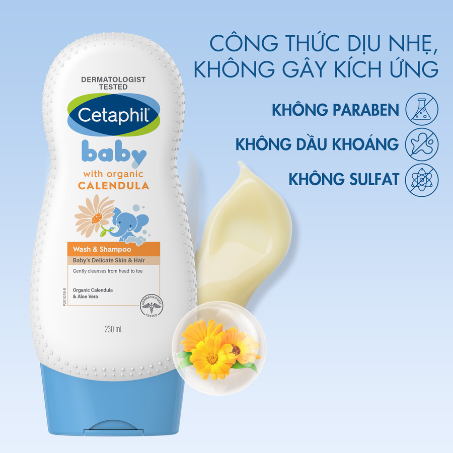 Sữa Tắm Gội Trẻ Em Cetaphil Baby Organic Calendula Tinh Chất Hoa Cúc 230ml - 2