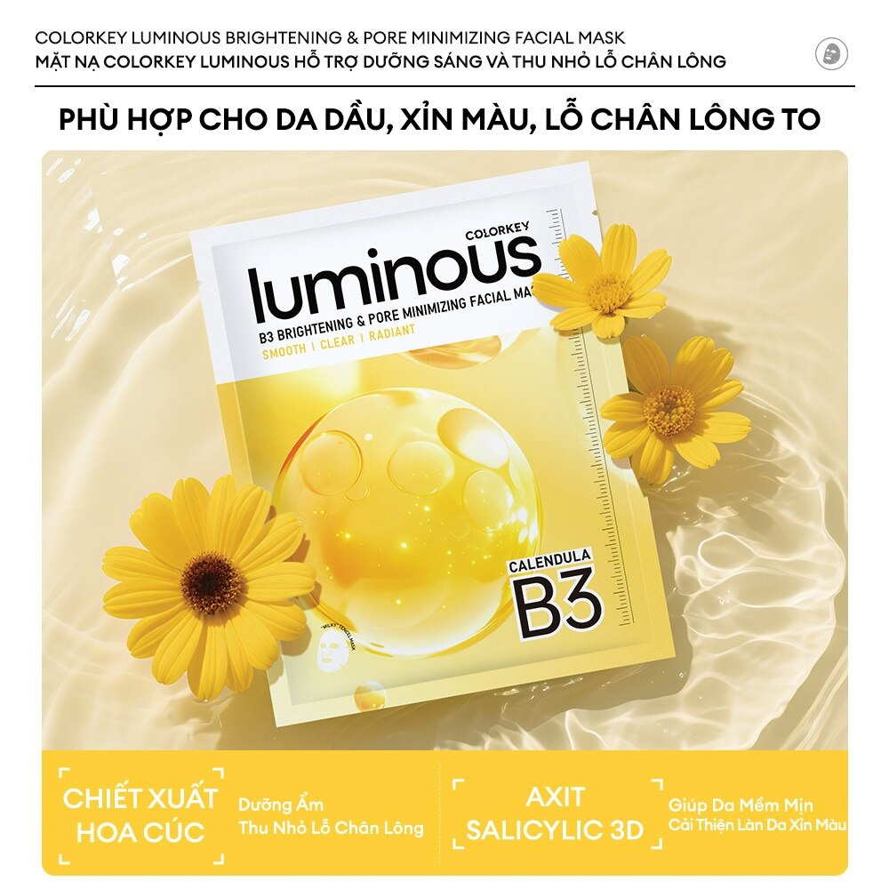 Mặt Nạ Se Khít Lỗ Chân Lông Và Sáng Da B3 Colorkey Luminous B3 Brightening & Pore Minimizing 30ml