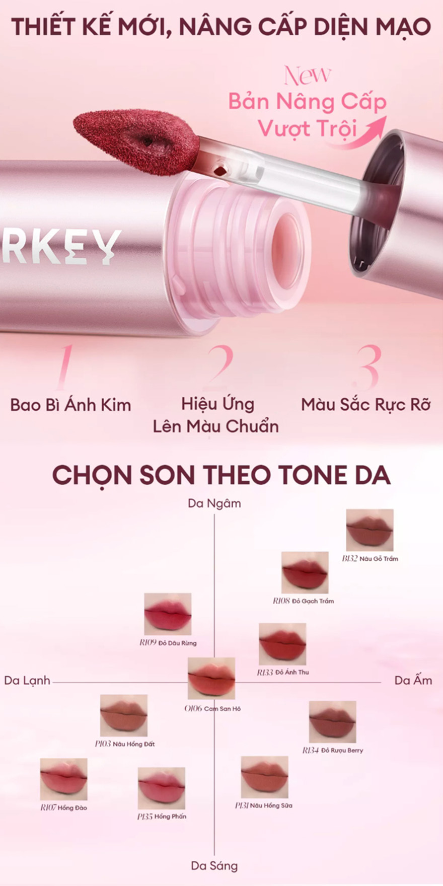 Son Kem Colorkey Mousse Matte Lip Mud 2g .#R108 Crimson Rouge Đỏ Gạch Trầm