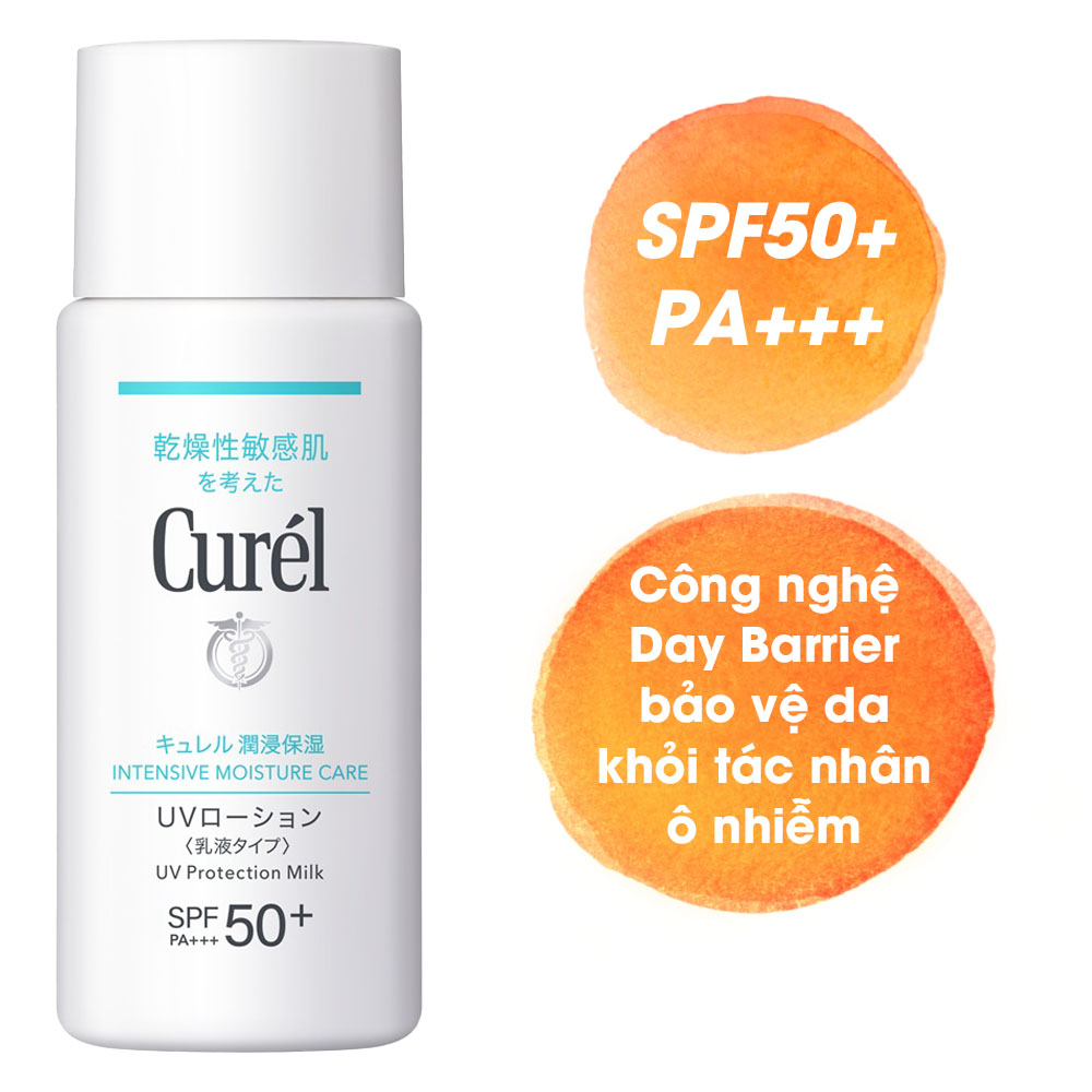 Curel Day Barrier UV Protection Milk SPF50+ PA+++ Face & Body For Dry Sensitive Skin 60ml - 2