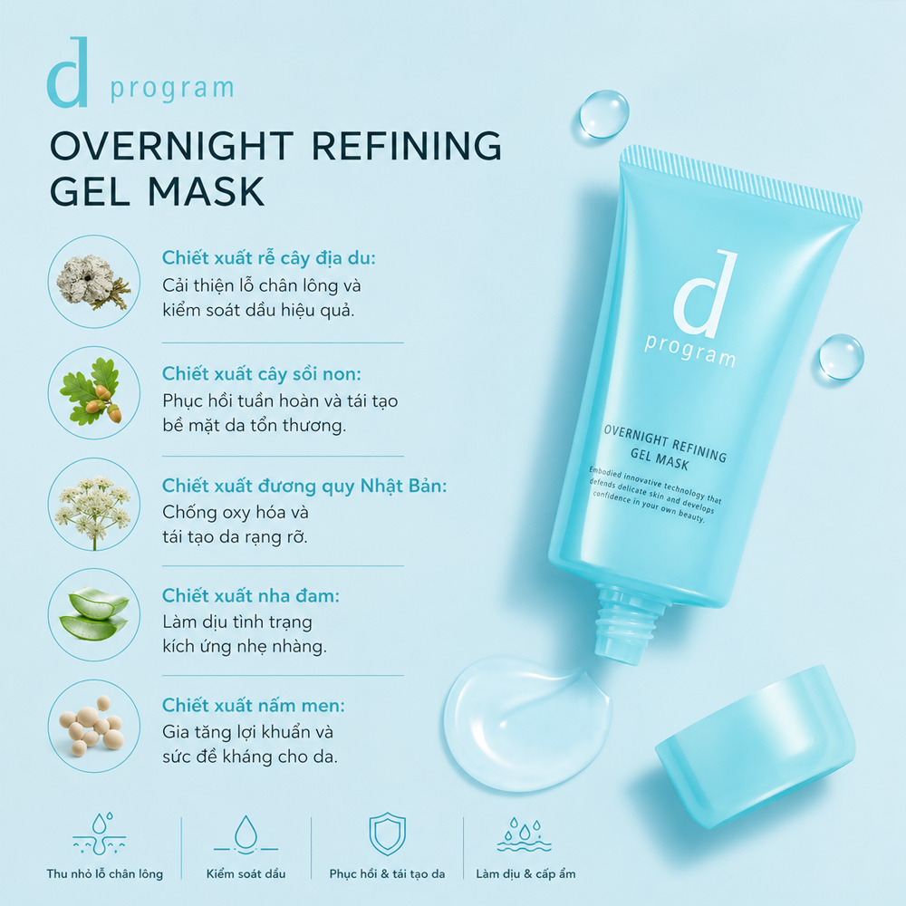 Mặt Nạ Ngủ D Program Overnight Refining Gel Mask 60g
