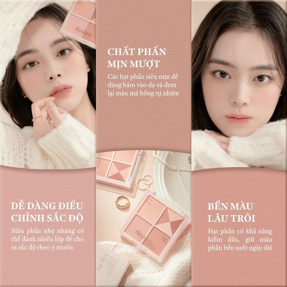 Phấn Má Hồng Dasique Blending Mood Cheek 11.4g .#04 Beige Knit - Hình ảnh chính thức