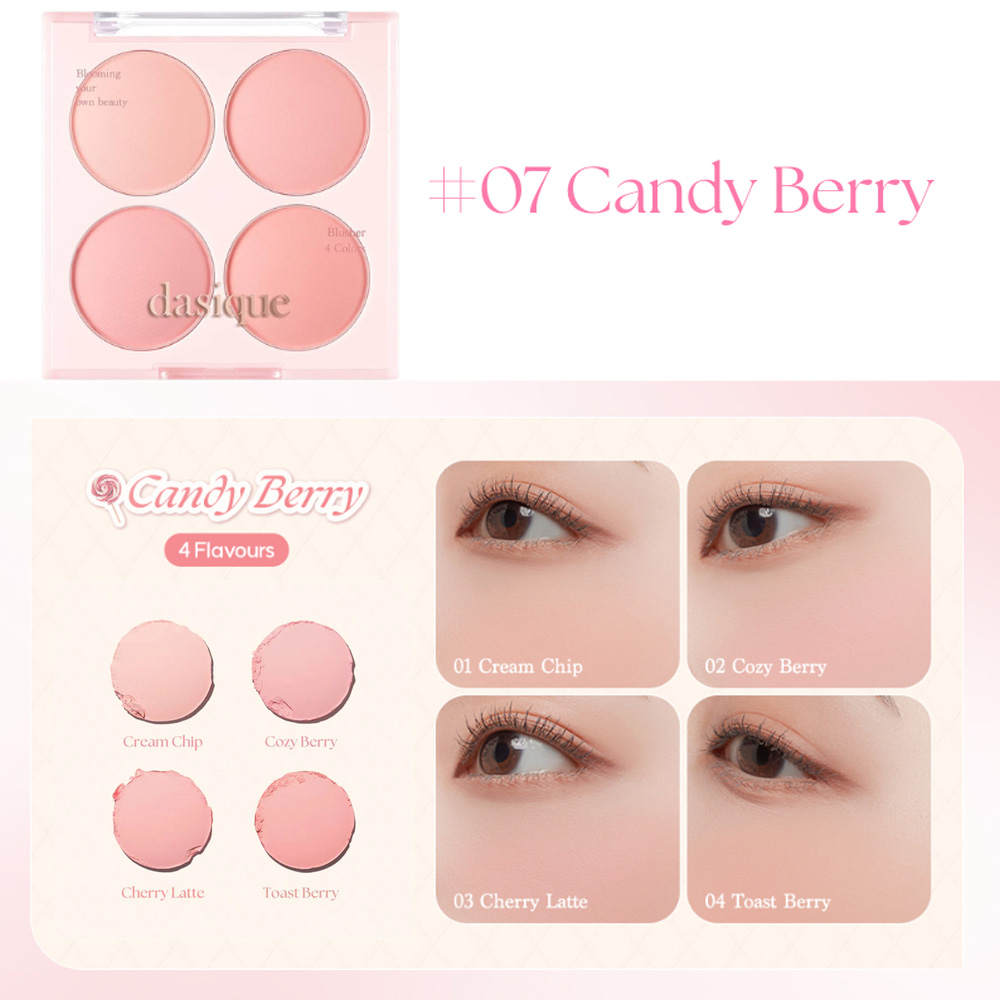 Phấn Má Hồng Dasique Blending Mood Cheek gồm 4 ô màu berry trẻ trung xinh xắn Phấn Má Hồng Dasique Blending Mood Cheek