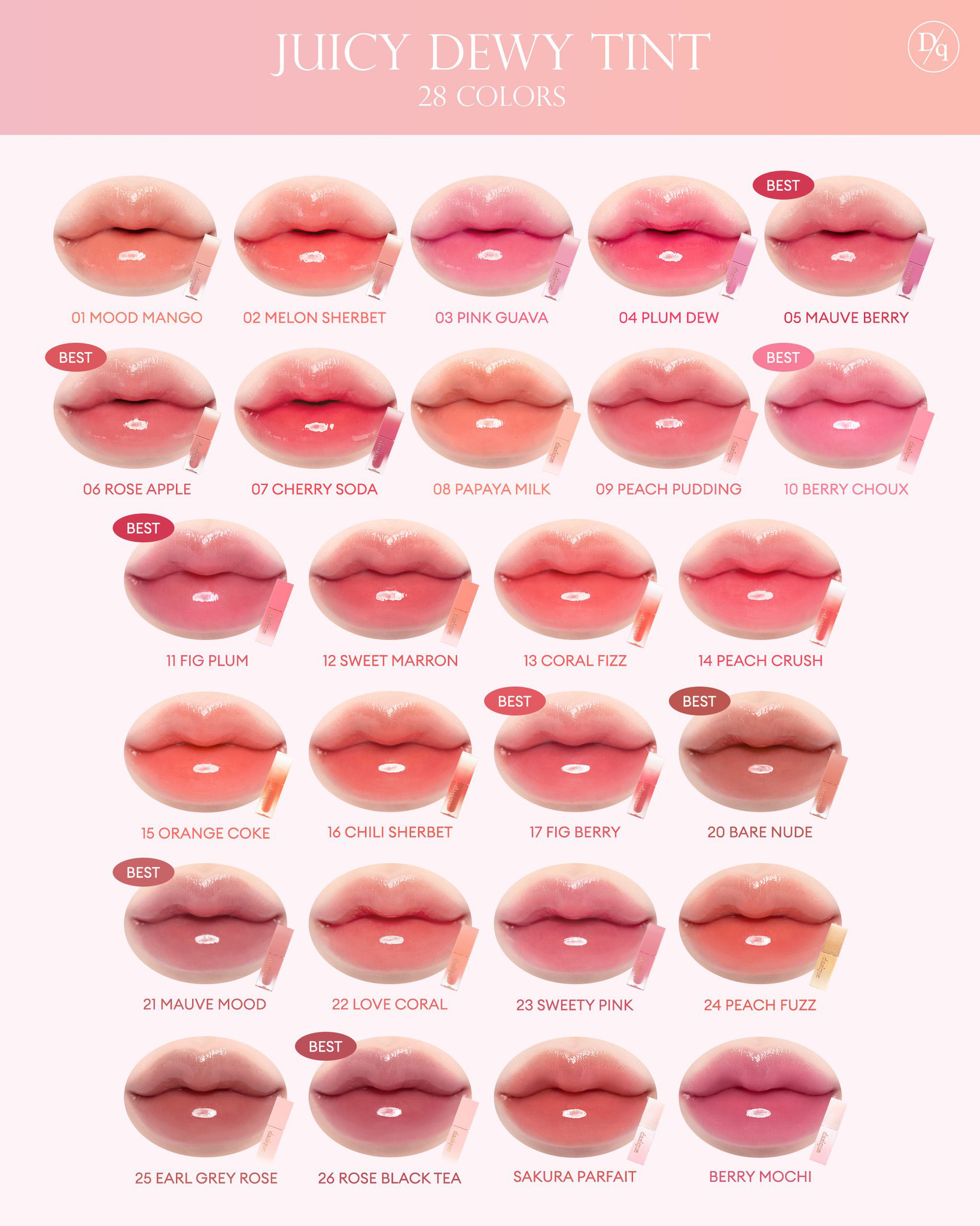 Son Bóng Dasique Juicy Dewy Tint 3.5g phù hợp trang điểm cho mọi phong cách Son Bóng Dasique Juicy Dewy Tint 3.5g