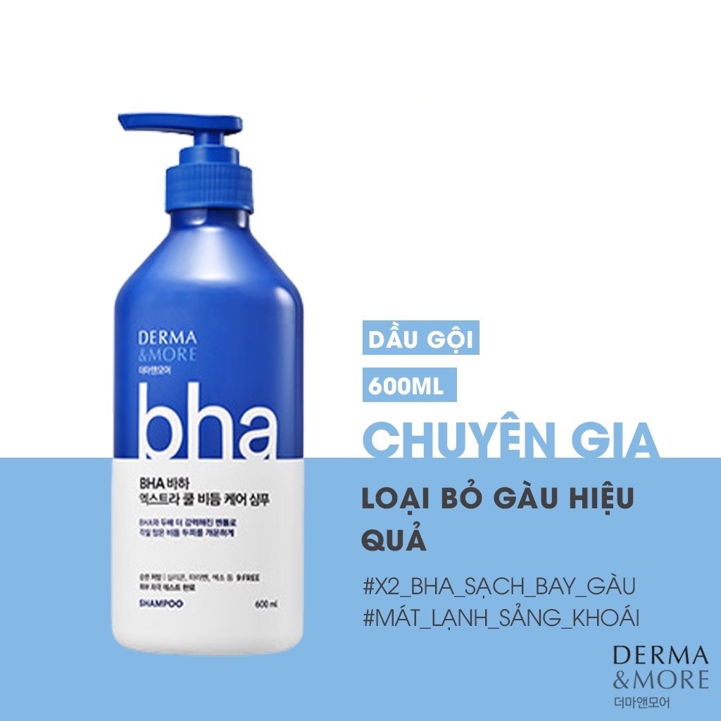 Dầu Gội Ngăn Ngừa Gàu Chứa BHA Derma & More BHA Extracool Dandruff Care Shampoo 600ml
