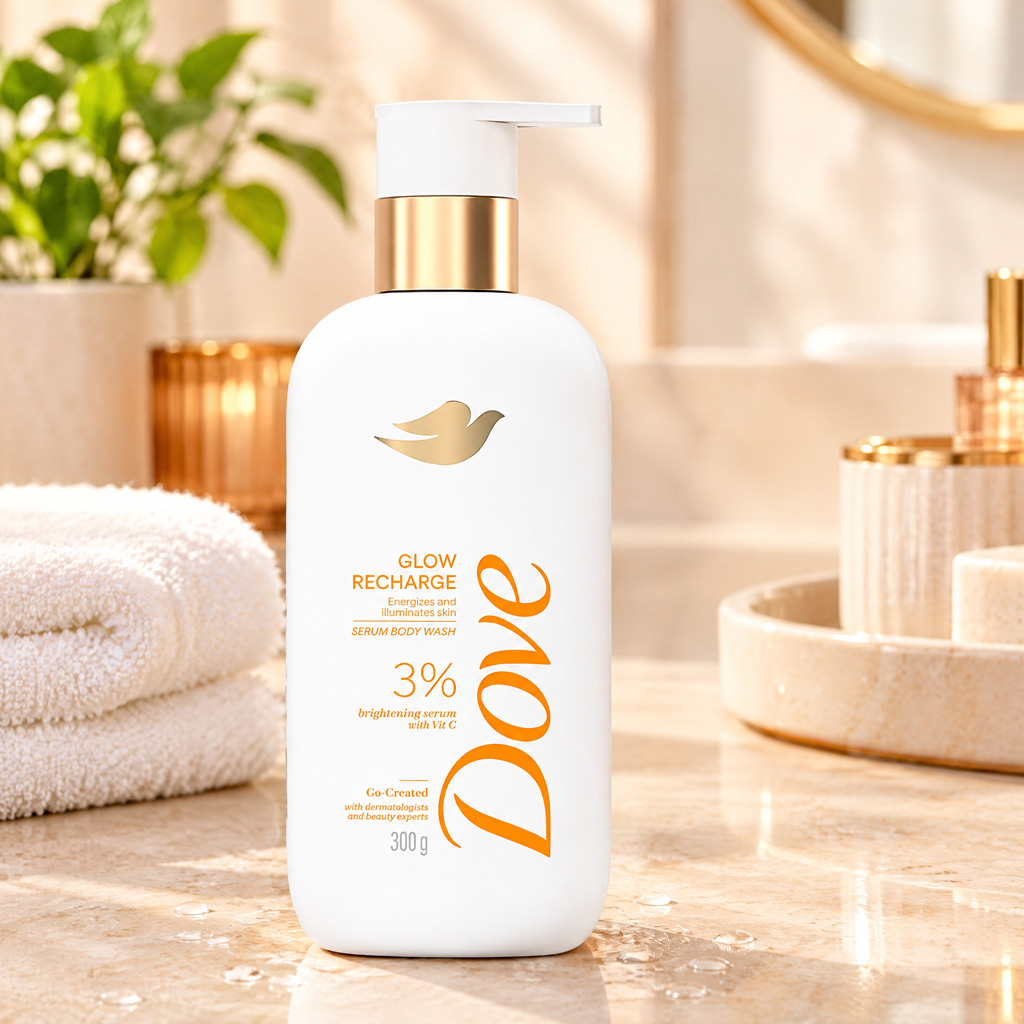 Dove Glow Recharge Serum Body Wash 300g - Phù hợp với: Sữa tắm chứa 3% serum dưỡng sáng cùng Vitamin C, giúp làm sạch và chăm sóc làn da xỉn màu. Dove-Glow-Recharge-Serum-Body-Wash-300g-2