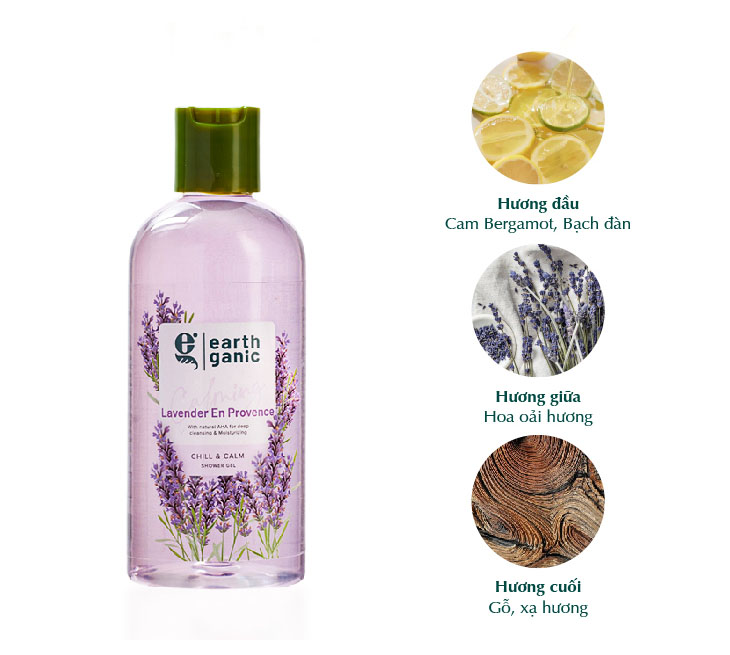 Earthganic Chill & Calm Shower Gel Lavender En Provence 240ml