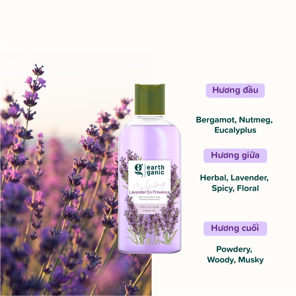 Earthganic Chill & Calm Shower Gel Lavender En Provence 240ml