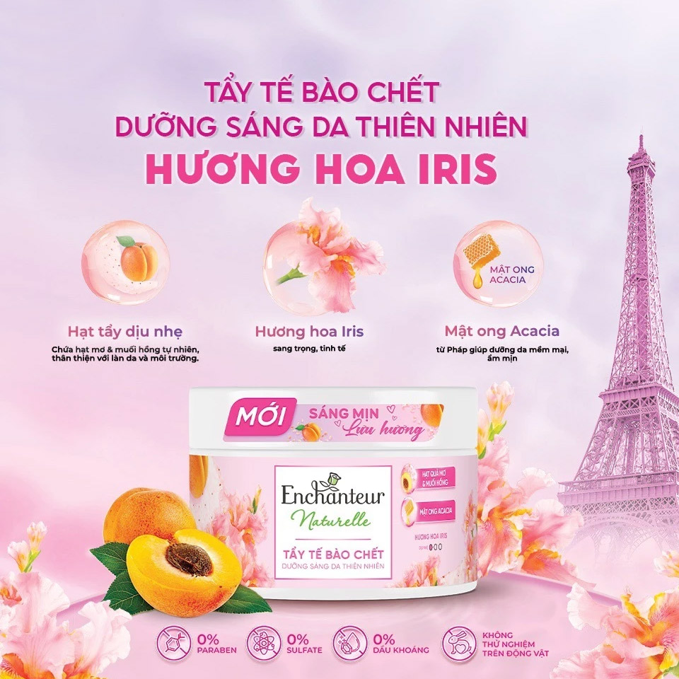 Tẩy Tế Bào Chết Enchanteur Naturelle Dưỡng Sáng Da Hương Hoa Iris 250g - 1