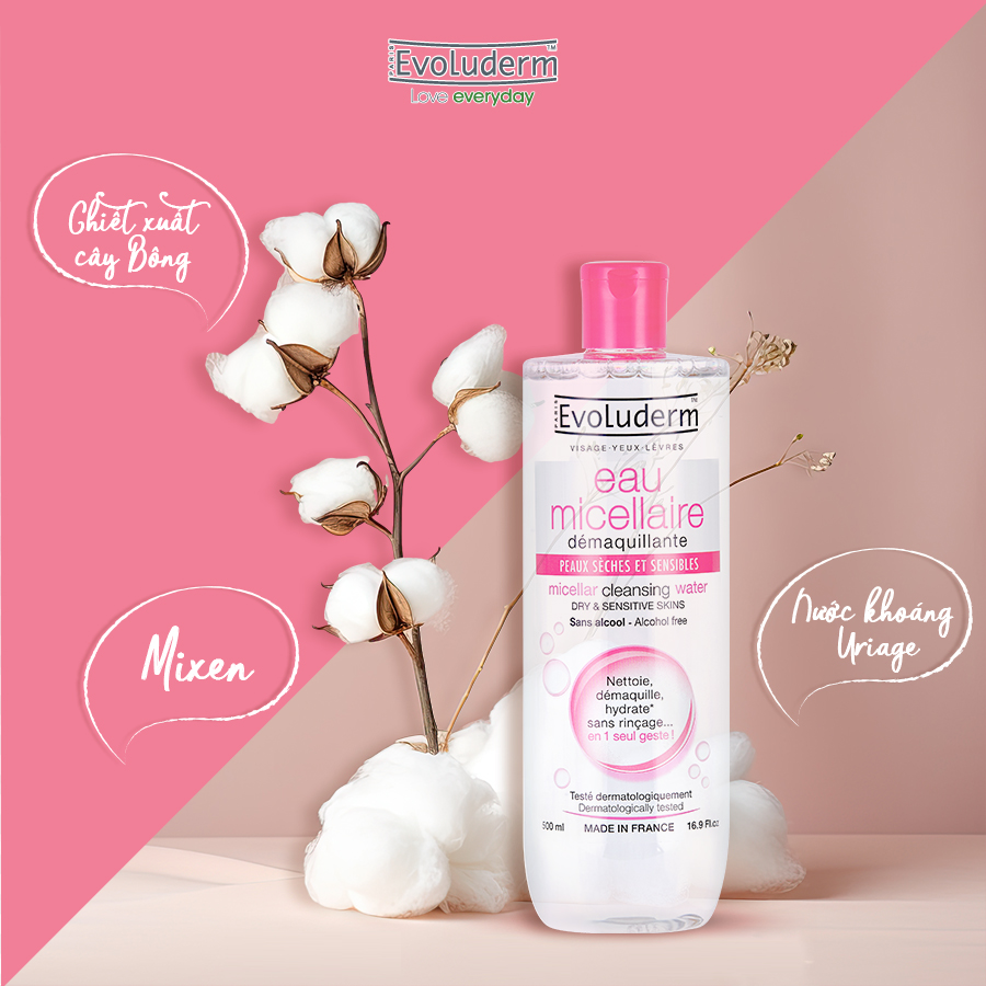 Evoluderm Micellar Cleansing Water Dry & Sensitive Skin 500ml - 1