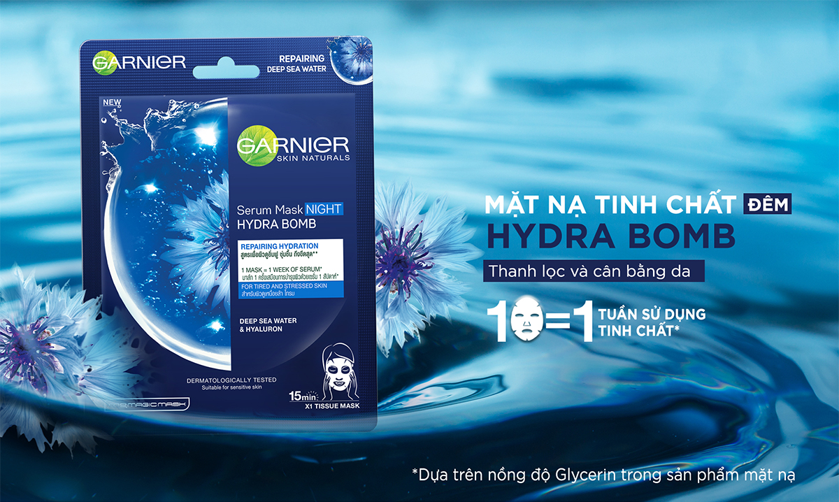 Garnier Serum Mask Night Hydra Bomb Reparing Hydration Deep Sea Water