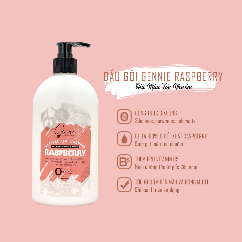 Gennie Natural Care Shampoo Raspberry For Colored & Highlighted Hair