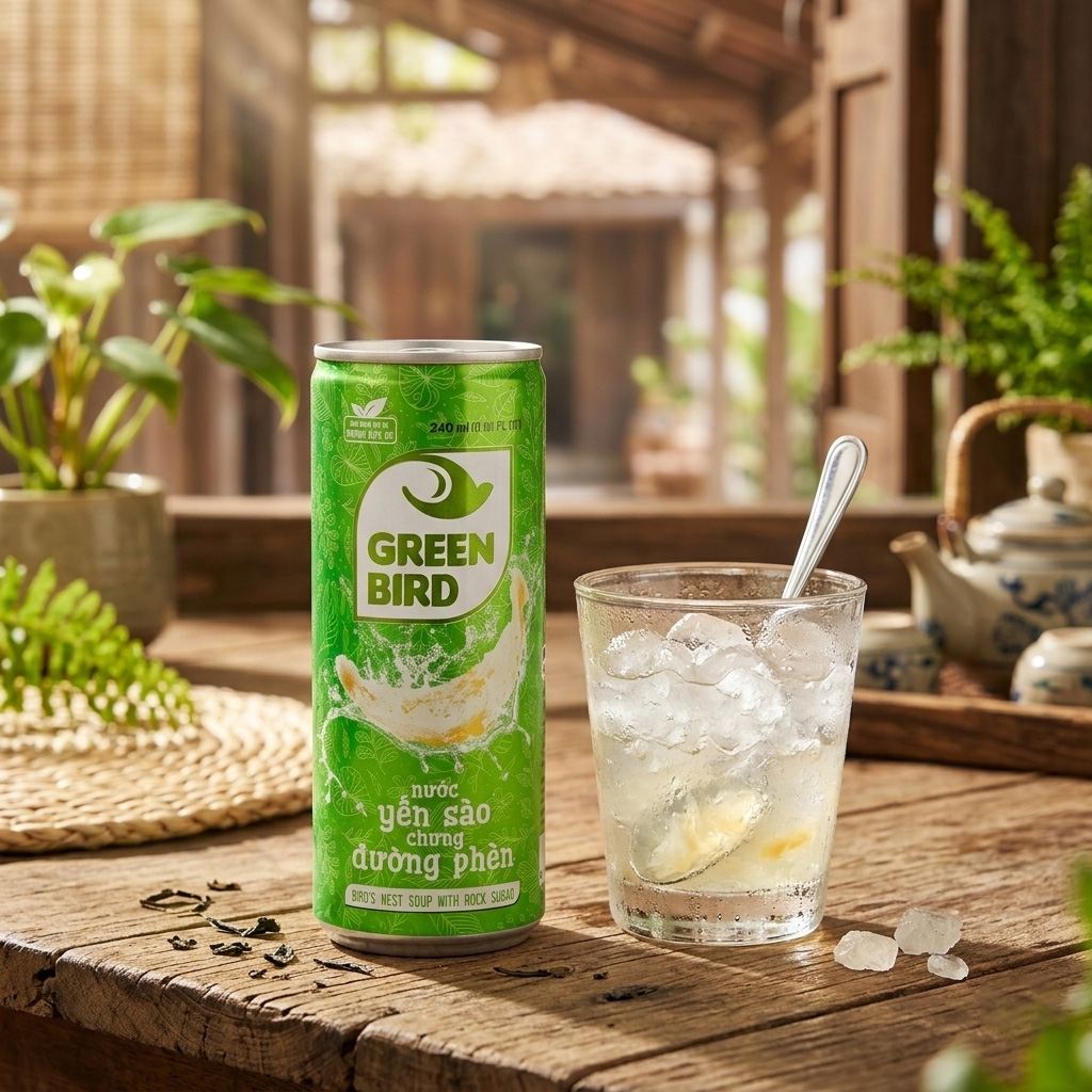 Green Bird Bird's Nest Drink&Rock Sugar 240mlx 6pcs - Phù hợp với: Sản phẩm được đóng lon tiện lợi, phù hợp để bổ sung năng lượng trong ngày. Green-Bird-Bird-s-Nest-Drink-Rock-Sugar-240mlx-6pcs-2