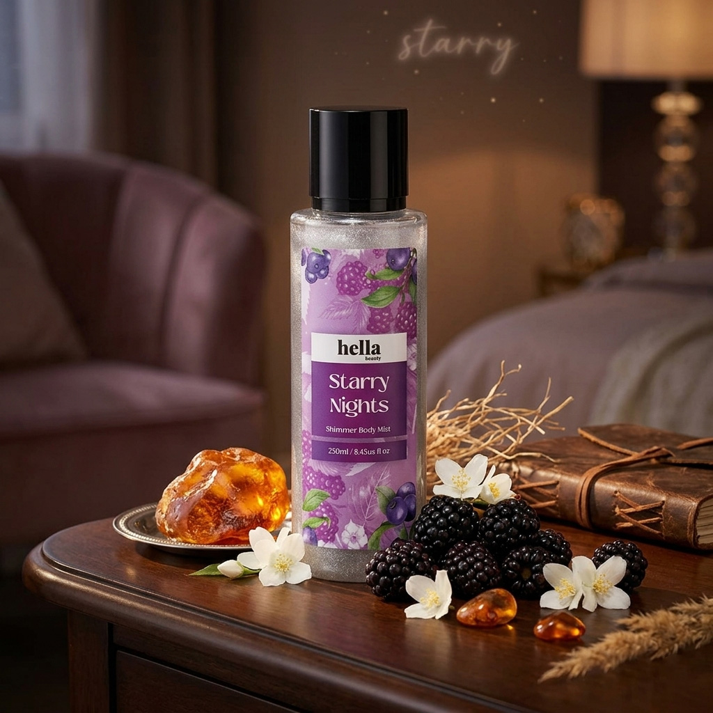 Xịt Thơm Toàn Thân Có Nhũ Hella Beauty Starry Nights Shimmer Body Mist 250ml