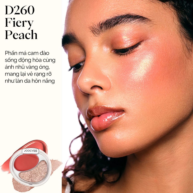 Kem Má Hồng & Bắt Sáng Joocyee Cream Blush And Highlighting Duo 7g .#D260 Fiery Peach - Hình ảnh chính thức