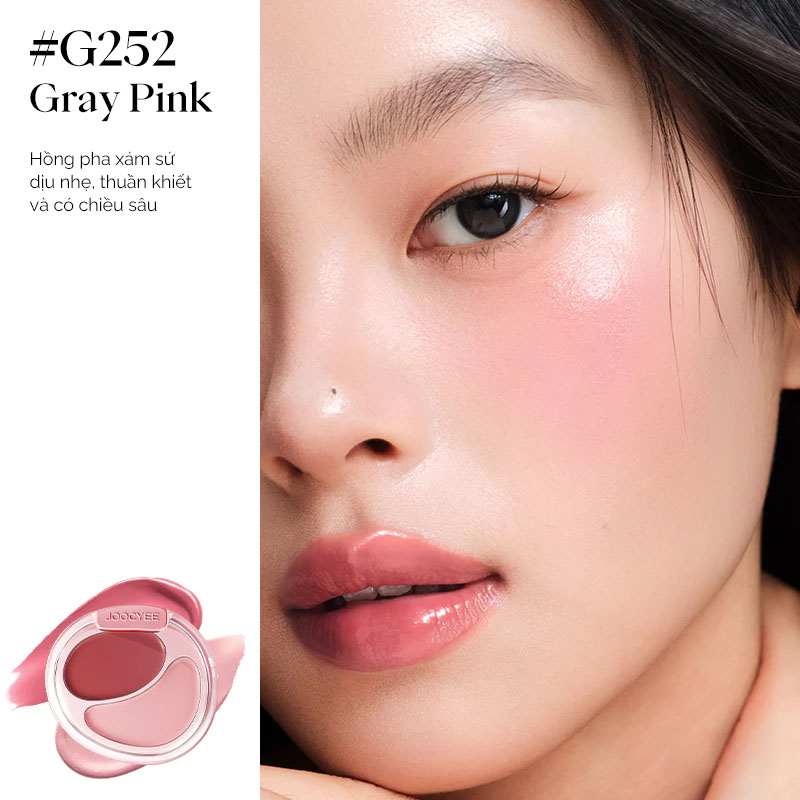 Má Hồng Kem 2 Màu Joocyee Cream Blush Duo 7g .#G252 Gray Pink - Hình ảnh chính thức