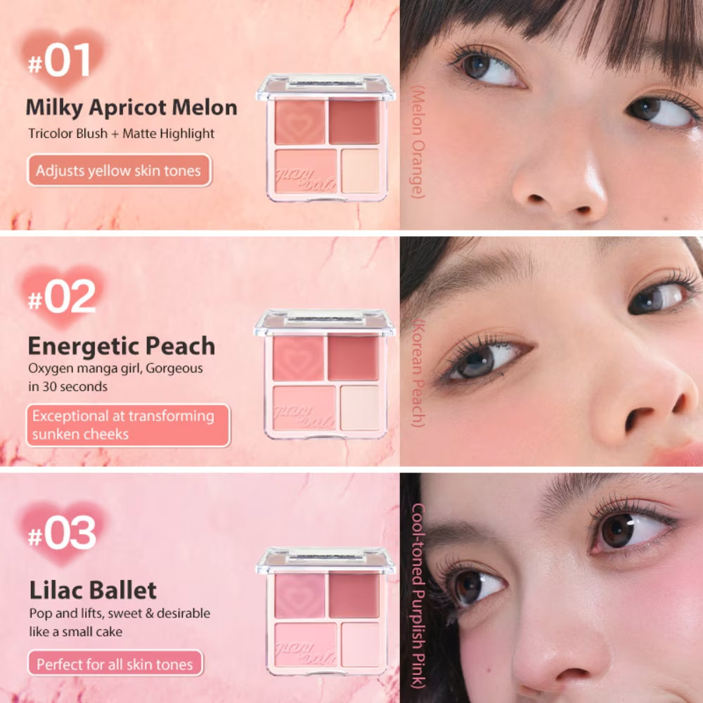 Phấn Má Hồng & Bắt Sáng 4 Ô Judydoll Blush & Highlight Palette 9g .#03 Tông Lạnh - Hình ảnh chính thức