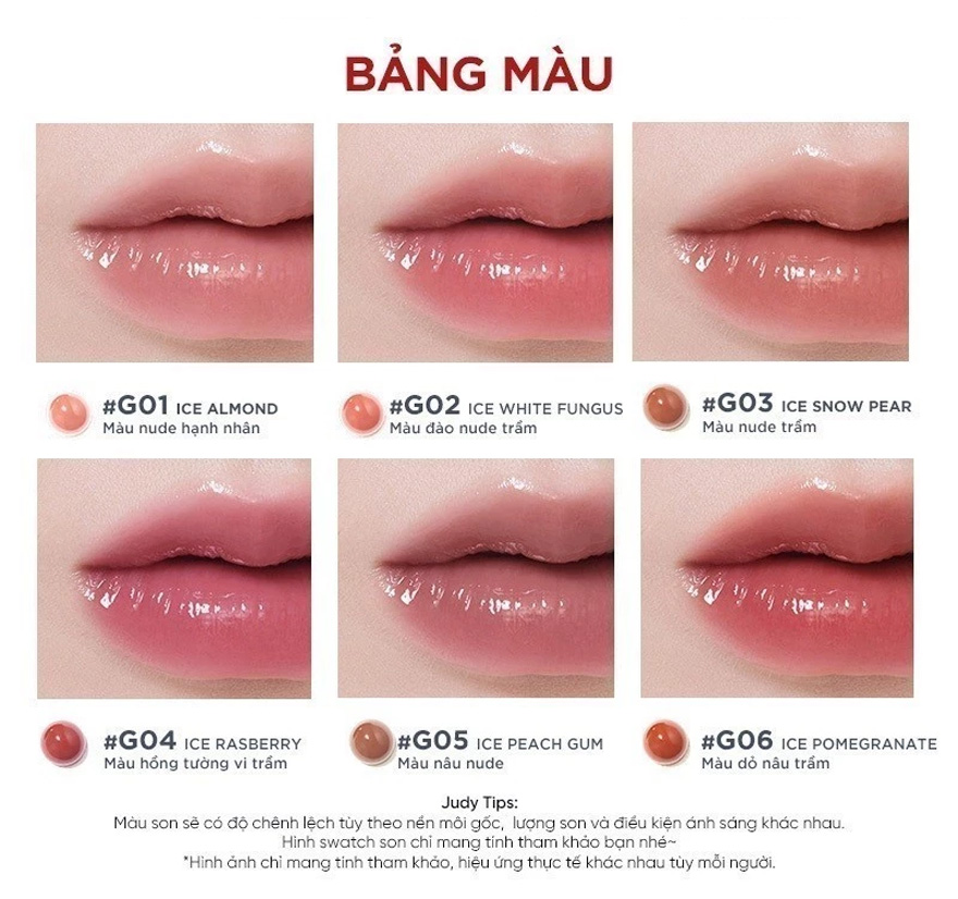 Son Bóng Dưỡng Môi Judydoll Watery Essence Lip Glaze 4ml thoa son lên viền môi một cách đơn giản, nhẹ nhàng và không gây bết dính. Son Bóng Dưỡng Môi Judydoll Watery Essence Lip Glaze 4ml - 2