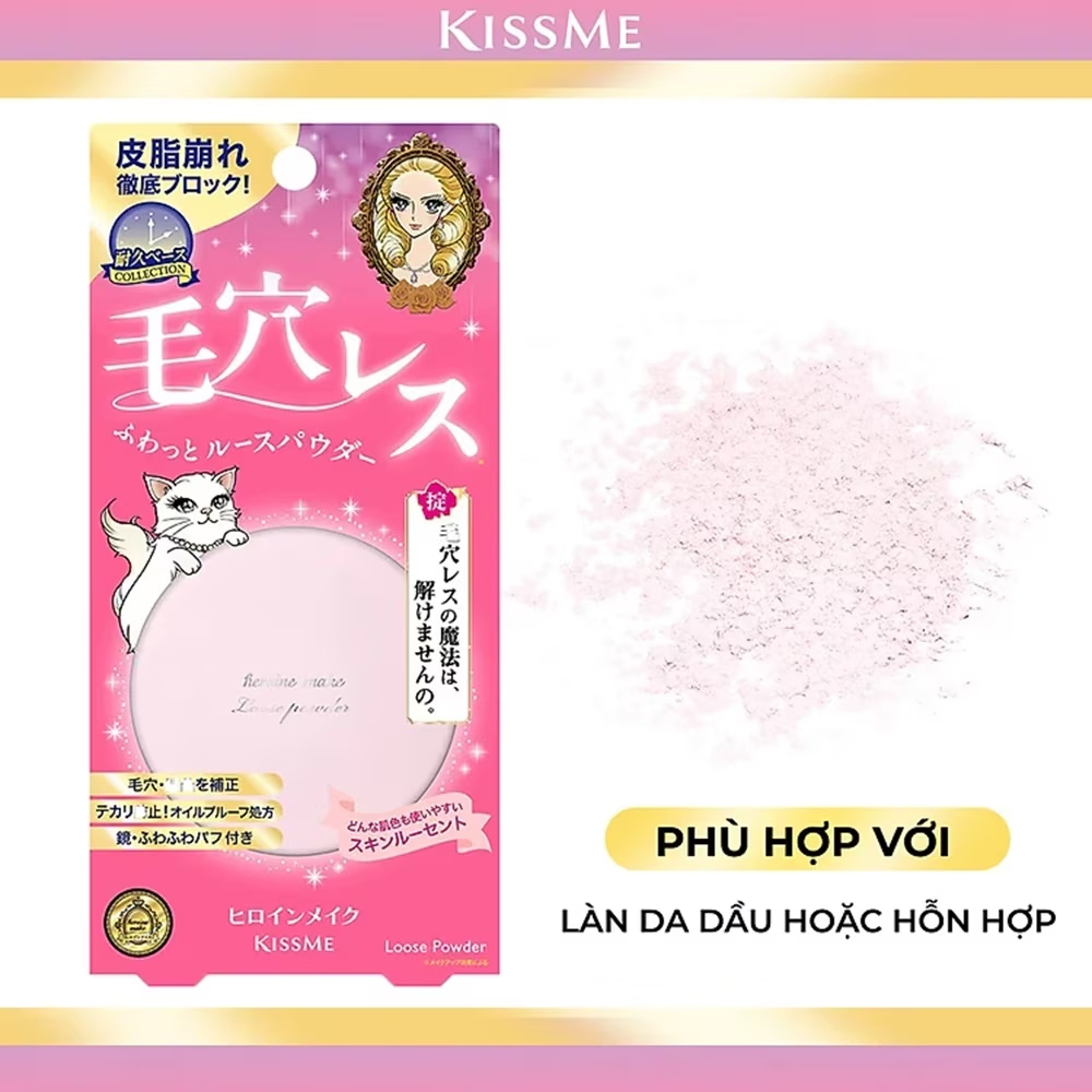 Phấn Phủ Dạng Bột KISSME Heroine Make Poreless Keep Loose Powder 5g .#01 Màu Hồng Da - Hình ảnh chính thức