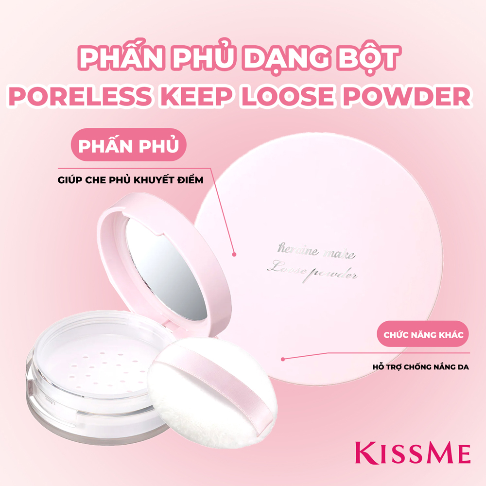 Phấn Phủ Dạng Bột KISSME Heroine Make Poreless Keep Loose Powder 5g .#01 Màu Hồng Da - Hình ảnh chính thức