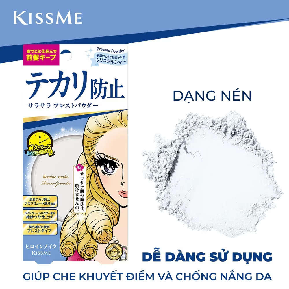 Phấn Phủ Dạng Nén KISSME Heroine Make Smooth Up Pressed Powder 8g .#01 Màu Xanh Pha Lê - Hình ảnh chính thức